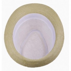 Fedoras Women Men Wheat Fedora Trilby Gangste Summer Beach Sun Straw Panama Hat - CH11J3I7JC9 $9.96