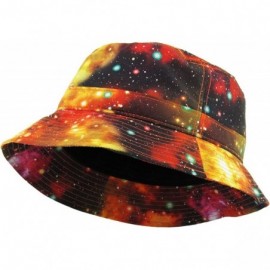 Bucket Hats Floral Galaxy Leaf Aztec Tropical Print Bucket Hat Summer Boonie Cap - 01) Galaxy - Orange - CL11MGTF8PR $12.75