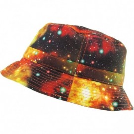 Bucket Hats Floral Galaxy Leaf Aztec Tropical Print Bucket Hat Summer Boonie Cap - 01) Galaxy - Orange - CL11MGTF8PR $12.75