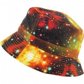 Bucket Hats Floral Galaxy Leaf Aztec Tropical Print Bucket Hat Summer Boonie Cap - 01) Galaxy - Orange - CL11MGTF8PR $12.75