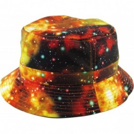 Bucket Hats Floral Galaxy Leaf Aztec Tropical Print Bucket Hat Summer Boonie Cap - 01) Galaxy - Orange - CL11MGTF8PR $12.75