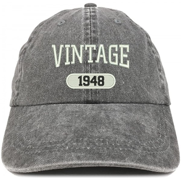 Baseball Caps Vintage 1948 Embroidered 72nd Birthday Soft Crown Washed Cotton Cap - Black - CS12JO1IE7D $13.49