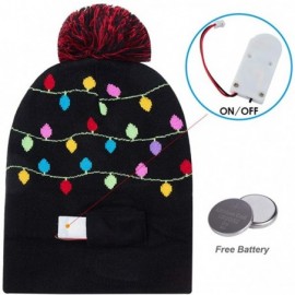 Skullies & Beanies Unisex Ugly Light Up Christmas Knit Beanie Hats 6 Colorful Led Family Xmas Party Holiday Caps - Christmas ...