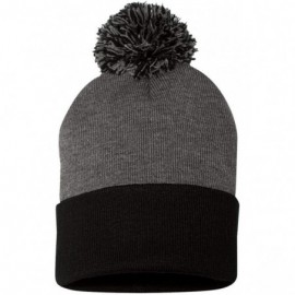 Skullies & Beanies SP15 - Pom Pom Knit Cap - Dark Heather Grey/Black - CG11IRYMH9P $11.00