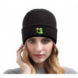 Skullies & Beanies Mens Womens Warm Solid Color Daily Knit Cap Funny-Green-Frog-Sipping-Tea Headwear - Black-3 - C218NHWZC0X ...