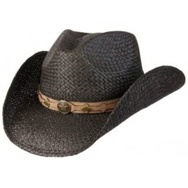 Cowboy Hats Country Western Raffia Shapeable Hat - Black - CG11DQ84J0R $46.42