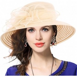 Bucket Hats Kentucky Derby Dress Church Cloche Hat Sweet Cute Floral Bucket Hat - Leaf-apricot - C3189ZE5Q55 $22.90