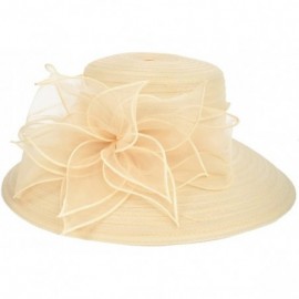 Bucket Hats Kentucky Derby Dress Church Cloche Hat Sweet Cute Floral Bucket Hat - Leaf-apricot - C3189ZE5Q55 $22.90