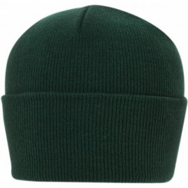 Skullies & Beanies 100% Soft Acrylic Solid Color Classic Cuffed Winter Hat - Made in USA - Hunter Green - CS187ITMNOU $36.99