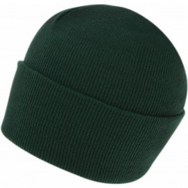 Skullies & Beanies 100% Soft Acrylic Solid Color Classic Cuffed Winter Hat - Made in USA - Hunter Green - CS187ITMNOU $36.99