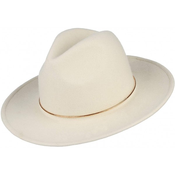 Fedoras Womens 100% Wool Fedora Hats Elegant Wide Brim Panama Fedora Wool Trilby Hat - White - C118RZZ6EN3 $40.47