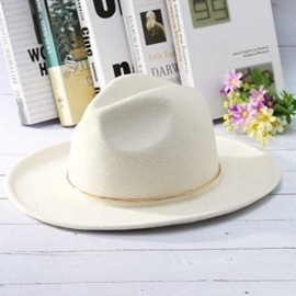 Fedoras Womens 100% Wool Fedora Hats Elegant Wide Brim Panama Fedora Wool Trilby Hat - White - C118RZZ6EN3 $40.47