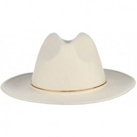 Fedoras Womens 100% Wool Fedora Hats Elegant Wide Brim Panama Fedora Wool Trilby Hat - White - C118RZZ6EN3 $40.47