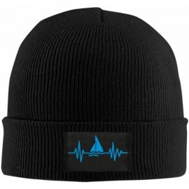 Skullies & Beanies Beanies Knit Cap Skull Hat Always Panic I Love Sailing - Blue Sailboat /Black - CW192HX7IAH $17.10