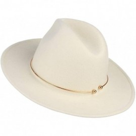 Fedoras Womens 100% Wool Fedora Hats Elegant Wide Brim Panama Fedora Wool Trilby Hat - White - C118RZZ6EN3 $40.47