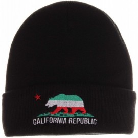 Skullies & Beanies Unisex California Republic Winter Knit Beanie Hat Cap - Cuff - Black Mexico - CO11H9VINIL $17.26