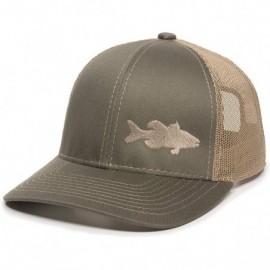 Baseball Caps Fish Silhouettes Trucker Hat - Adjustable Baseball Cap w/Snapback Closure - Bass (Olive W/ Tan Mesh) - CZ18L9WH...