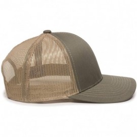Baseball Caps Fish Silhouettes Trucker Hat - Adjustable Baseball Cap w/Snapback Closure - Bass (Olive W/ Tan Mesh) - CZ18L9WH...