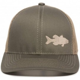 Baseball Caps Fish Silhouettes Trucker Hat - Adjustable Baseball Cap w/Snapback Closure - Bass (Olive W/ Tan Mesh) - CZ18L9WH...