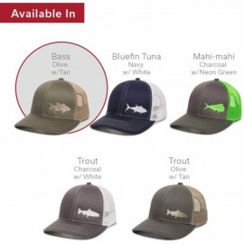 Baseball Caps Fish Silhouettes Trucker Hat - Adjustable Baseball Cap w/Snapback Closure - Bass (Olive W/ Tan Mesh) - CZ18L9WH...