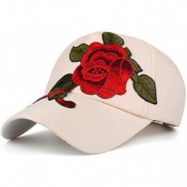 Skullies & Beanies Unisex Baseball Cap with Flower Embroidery Adjustable Leisure Casual Snapback Hat - Beige - CZ182MR8Y5O $1...