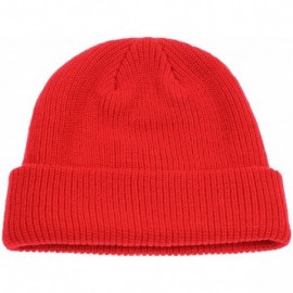 Skullies & Beanies Classic Men's Warm Winter Hats Acrylic Knit Cuff Beanie Cap Daily Beanie Hat - Red - CF12MX88E0E $9.59
