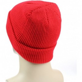 Skullies & Beanies Classic Men's Warm Winter Hats Acrylic Knit Cuff Beanie Cap Daily Beanie Hat - Red - CF12MX88E0E $9.59