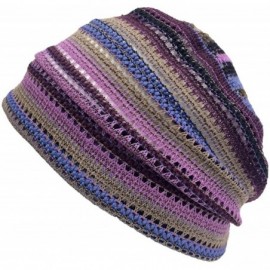 Skullies & Beanies Men Summer Beanie Knit - Women Hipster Slouchy Hat Boho Street Fashion Cap - Purple - CE12EYHTAMJ $43.15