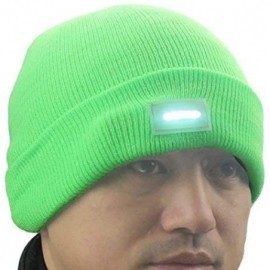 Skullies & Beanies Mens Winter 5 lED Lights Lighted Night Fishing Knitt Beanie Hat Cap Roll-up Brim - Grass - CL129850CG1 $7.20