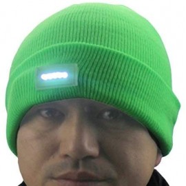 Skullies & Beanies Mens Winter 5 lED Lights Lighted Night Fishing Knitt Beanie Hat Cap Roll-up Brim - Grass - CL129850CG1 $7.20