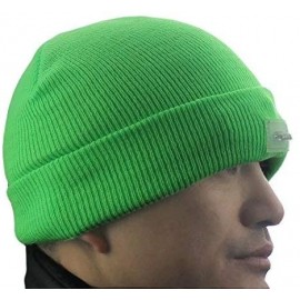 Skullies & Beanies Mens Winter 5 lED Lights Lighted Night Fishing Knitt Beanie Hat Cap Roll-up Brim - Grass - CL129850CG1 $7.20