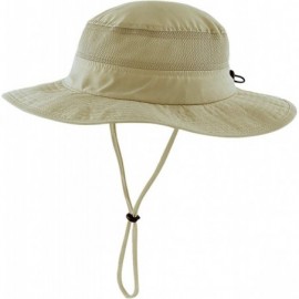 Sun Hats Men's Sun Hat UPF 50+ Wide Brim Bucket Hat Windproof Fishing Hats - M Khaki - CJ18T2DE5DU $17.81