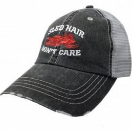 Baseball Caps Womens Sled Hair Don't Care Adjustable Trucker Meshback Hat Red - C418GZNDE25 $17.21