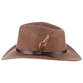 Fedoras Classico Men's Crushable Felt Outback Hat - Tan - CE18HU7S49T $45.45