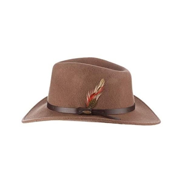 Fedoras Classico Men's Crushable Felt Outback Hat - Tan - CE18HU7S49T $45.45