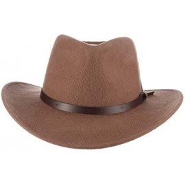 Fedoras Classico Men's Crushable Felt Outback Hat - Tan - CE18HU7S49T $45.45