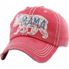 Baseball Caps Dog Mom Hats Mama Bear Bad Hair Day Pink Ribbon and Many More Womens Caps - Mama Bear Lace - Hot Pink - CA18O7H...