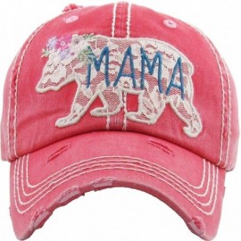 Baseball Caps Dog Mom Hats Mama Bear Bad Hair Day Pink Ribbon and Many More Womens Caps - Mama Bear Lace - Hot Pink - CA18O7H...