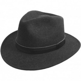 Fedoras Men's Classic Traveller III Wool Felt Fedora Hat Packable Water Repellent - Anthracite - C71237YLGD7 $88.49