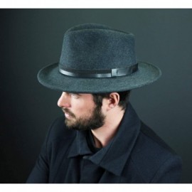 Fedoras Men's Classic Traveller III Wool Felt Fedora Hat Packable Water Repellent - Anthracite - C71237YLGD7 $50.11