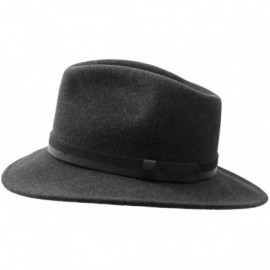 Fedoras Men's Classic Traveller III Wool Felt Fedora Hat Packable Water Repellent - Anthracite - C71237YLGD7 $50.11