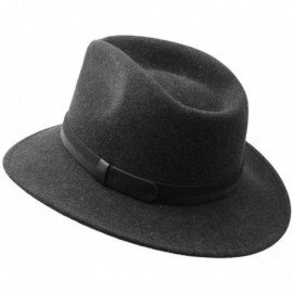 Fedoras Men's Classic Traveller III Wool Felt Fedora Hat Packable Water Repellent - Anthracite - C71237YLGD7 $50.11