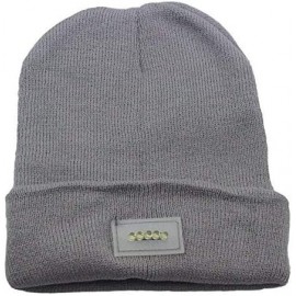 Skullies & Beanies Mens Winter 5 lED Lights Lighted Night Fishing Knitt Beanie Hat Cap Roll-up Brim - Gray - CN1298500YF $10.56