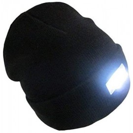 Skullies & Beanies Mens Winter 5 lED Lights Lighted Night Fishing Knitt Beanie Hat Cap Roll-up Brim - Gray - CN1298500YF $10.56