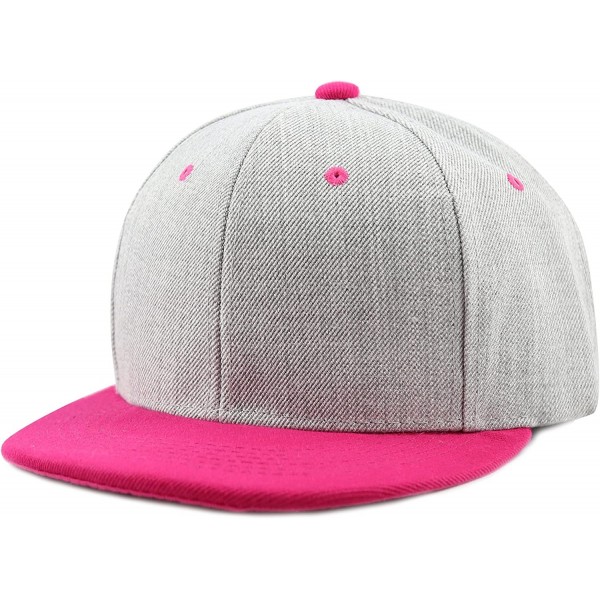 Baseball Caps 1300hg Plain Heather Grey Snapback Cap - Fuchsia - CK126FW6OBR $11.18