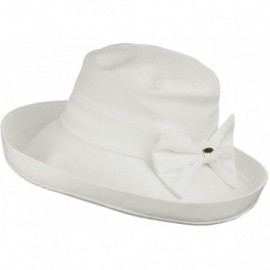 Sun Hats Women's Summer Packable Bow Accent Foldable Brim Beach Sun Hat - Ivory - CP17YUYXR4T $10.67