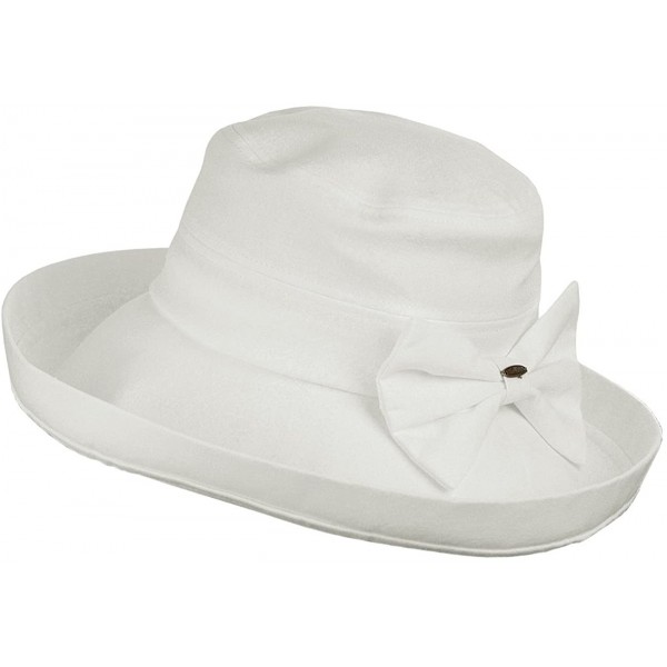 Sun Hats Women's Summer Packable Bow Accent Foldable Brim Beach Sun Hat - Ivory - CP17YUYXR4T $10.67
