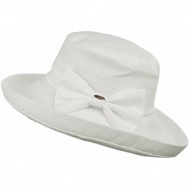 Sun Hats Women's Summer Packable Bow Accent Foldable Brim Beach Sun Hat - Ivory - CP17YUYXR4T $10.67