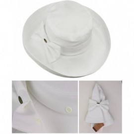 Sun Hats Women's Summer Packable Bow Accent Foldable Brim Beach Sun Hat - Ivory - CP17YUYXR4T $10.67