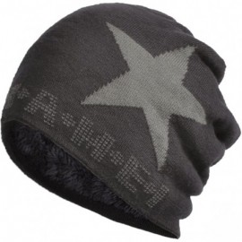 Skullies & Beanies Star Knit Winter Slouch Beanie Hat Warm Villus Lined Skull Ski Cap - Black - C311RSA89TP $15.82